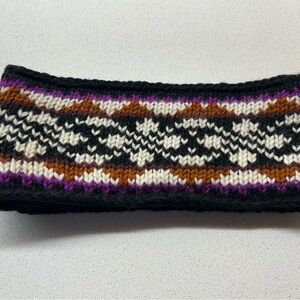 Multicolor 100% wool, fleece-lined knit Headband